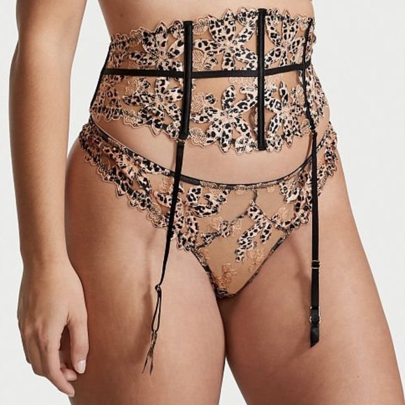 VS Very Sexy Floral Embroidered Thong Panty & Waist Cincher Leopard - Picture 3 of 16